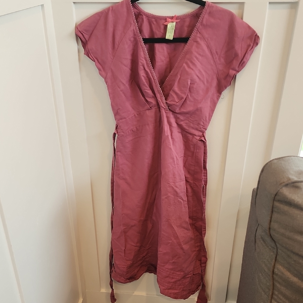 DownEast Pink Midi Sundress with Flutter Cap Sleeves